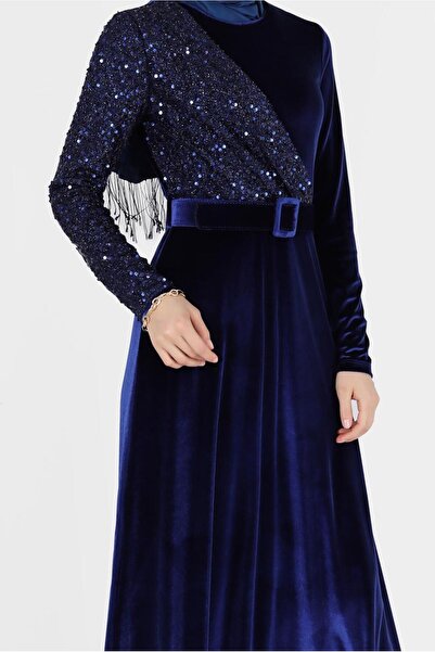 Alvina PULLU KADİFE ELBİSE 40299