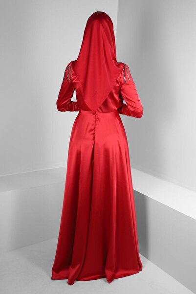 Alvina STONE EMBROIDERY DETAILED SATIN GOWN DRESS 50367