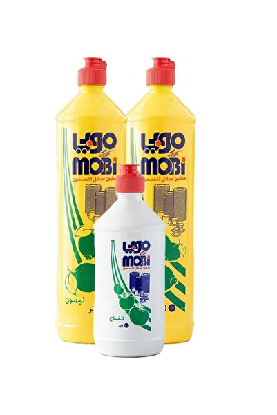 MOBI سائل غسيل الأطباق برائحة الليمون - 2 لتر + رائحة التفاح - 0.5 لتر