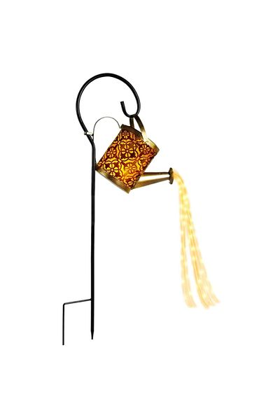 Velixo Lampă de grădină cu LED-uri solare vintage, design cu aspersoare, suport pentru țăruș, senzor de amurg, IP65, pentru decor exterior