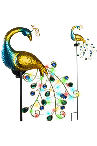 Velixo RGB Соларна лампа Peacock, 180° панел, монтаж на кол, сензор за здрач,...