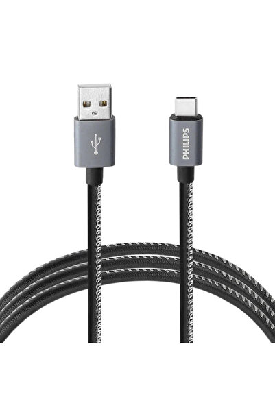 Philips 3a 60w Usba To Type-c Deri Kaplama Hızlı Şarj Ve Data Kablosu 1.2m Si...