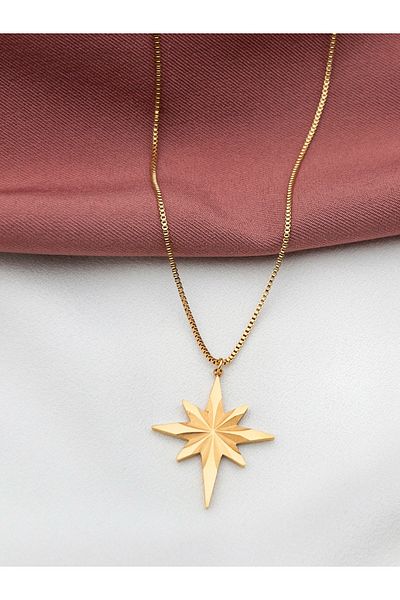 Siya Silver North Star Anti-Tarnish Steel Necklace
