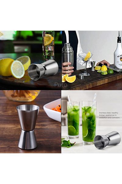 PUFO Metal measuring cup for alcoholic beverages, cocktail, ideal for bars, restaurants, bartenders