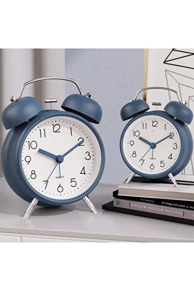 PUFO Prime table alarm clock with dial lighting button, metallic, 15 cm, blue