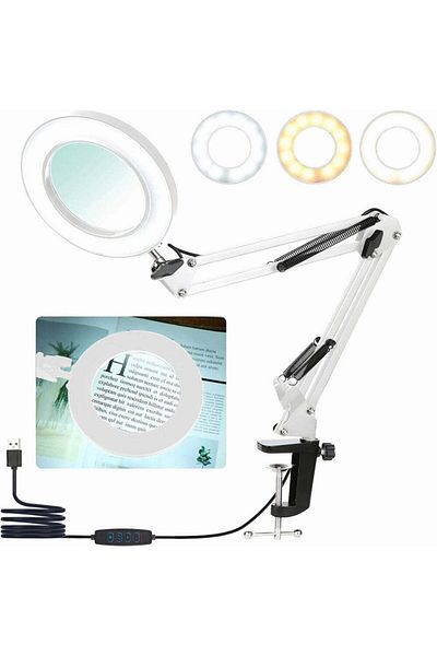Velixo Led Table Magnifier, 3x Zoom, 10 Intensity Levels, 3 Lighting Modes For Electronics, Manicure,crafts