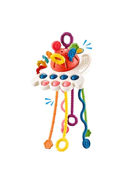 Velixo Baby Ufo Rattle Toy With Rings, Strings, Pop It, Non-toxic, Food Grade Silicone, Antistress, Sensory