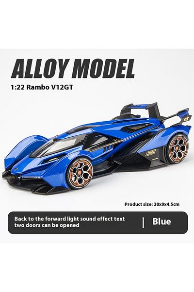 XMD Blue With Box 1:24 Lambo V12 Gt Metal Vehicle Alloy Sport Car Diecast Car Model Sound And Light Toy