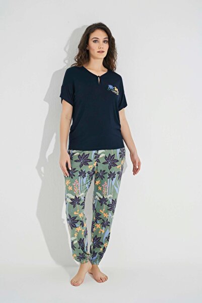 MONAMİSE طقم بيجامة مطبوع بوصة من مجموعة “العطلات الصيفية” من فلور آند ليف