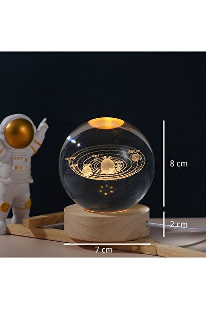 Viyogo Decorative glass lamp, solar system type, 3D effect, USB cable power supply, 8 cm