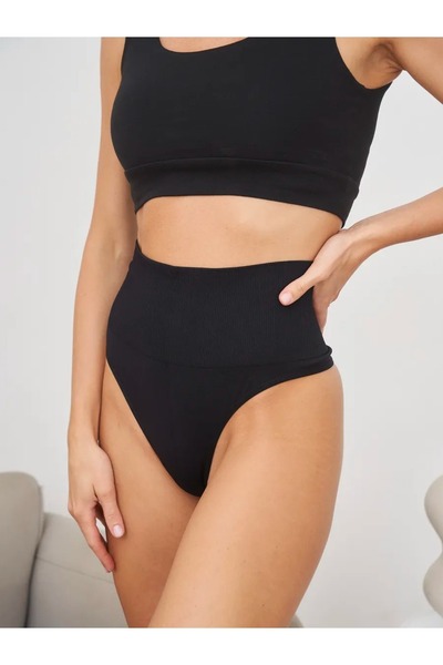 MİSTİRİK Mabet Model Yüksek Bel Rahat Külot Korse Siyah Renk011