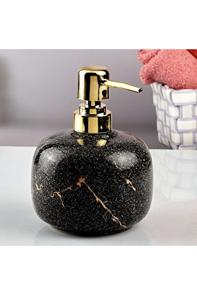 PUFO Elegant ceramic Pufo Black Stone liquid soap dispenser, 15 cm, black