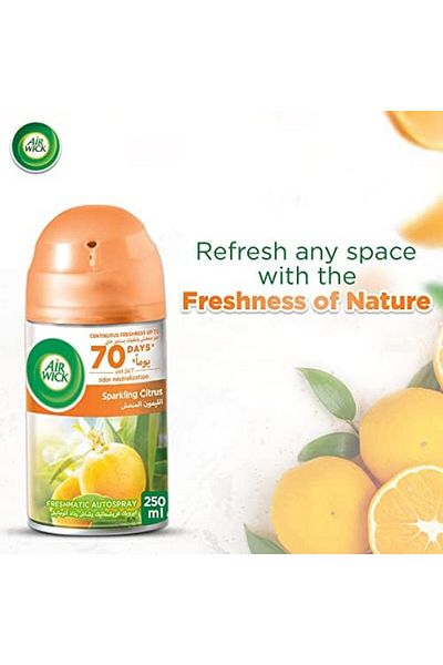 Air Wick Freshmatic Refill 250ml - Sparkling Citrus Scent Spray for Home and Office Freshness