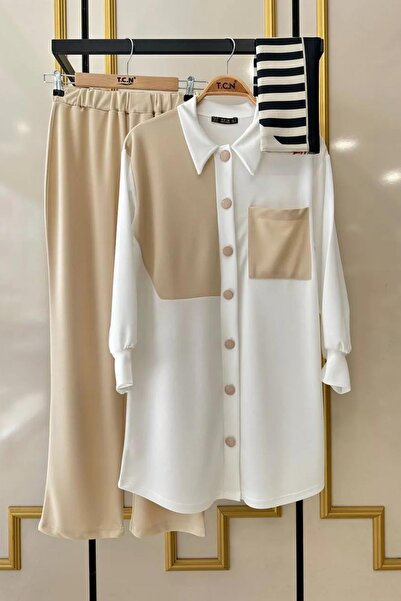 Mercan Part Detail Scuba Crepe Fabric Set of 2