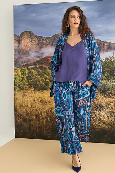 MONAMİSE Ethnic Patterned 3-Piece Pajama Set