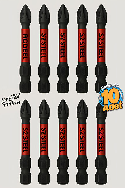 Badem10 10 Adet Mıknatıslı Bits Uç Ph2 50 mm Vida Sökme 5 Cm Yıldız Matkap Vidalama Ucu S2 Çeliği