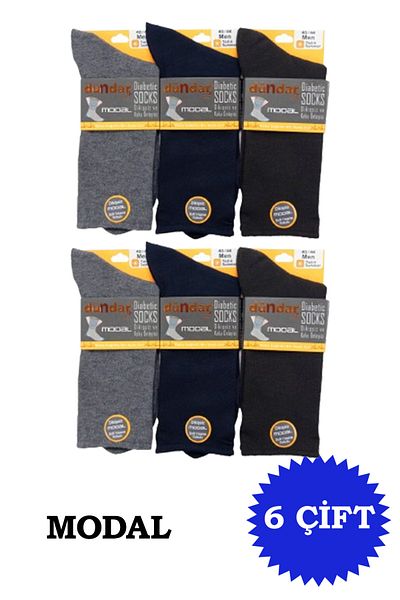 Dündar Men's Modal Diabetic Summer Long Socks 6 Pack
