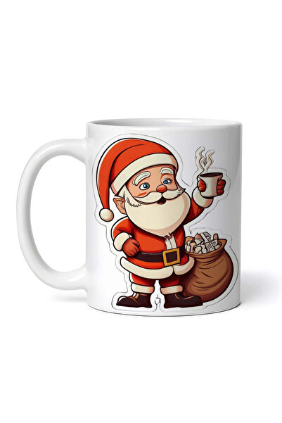 OEM Εξατομικευμένη λευκή κούπα, Ο Άγιος Βασίλης πίνει καφέ, INOVATIX®. 330ml
