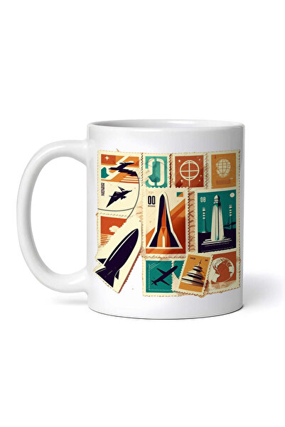 OEM Cană albă personalizată, ștampile cu avioane, INOVATIX®. 330ml