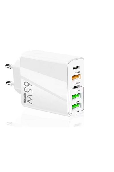 OEM Incarcator Retea, 5 Porturi, 65W Fast Charge 3 x USB, 2 x Type-C Laptop, iPhone, Huawei, Samsung