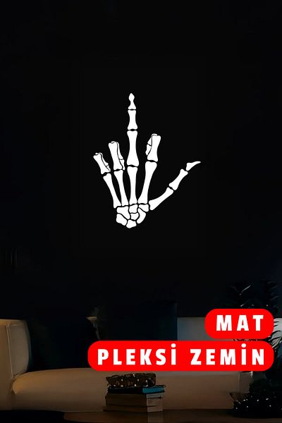 Angels Passion Reflective Skeleton Rebel Hand Gesture Matte Plexiglass Wall Decoration