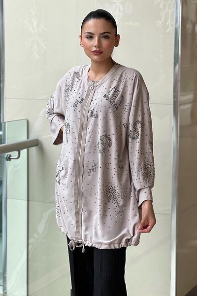 Ghisa Logo Stone Embroidered Long Cap Jacket