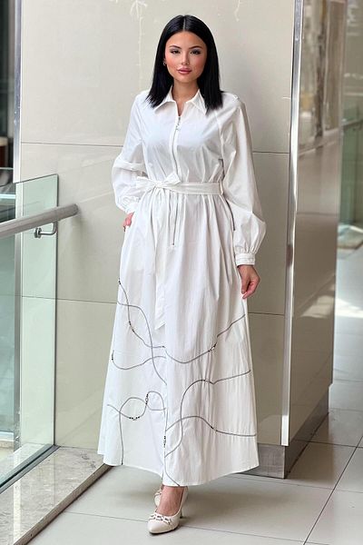 Ceremony Half Placket Zippered Poplin Dress