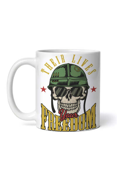 OEM Cană albă personalizată, Lor Lifes Your Freedom, INOVATIX®. 330 ml