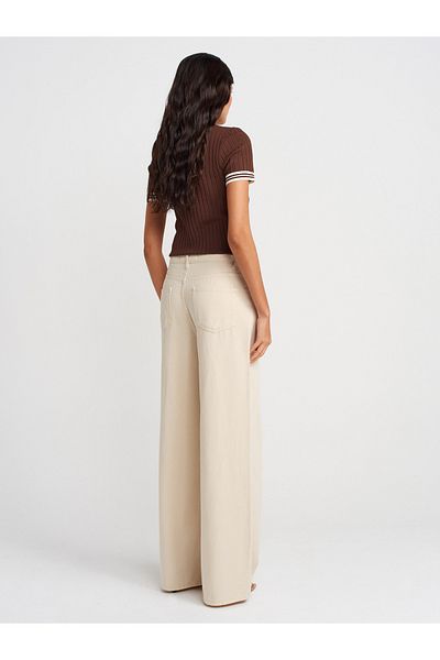 Dilvin 71999 Soft Textured Denim Trousers-Stone