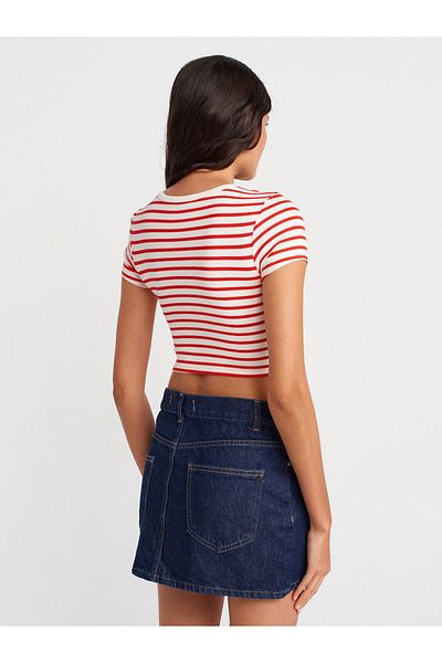 Dilvin 80583 Asymmetrical Mini Denim Skirt-Navy Blue