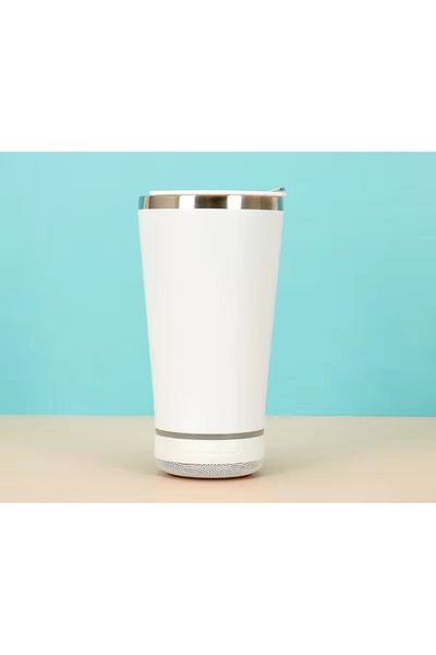 ABYZ Cană termos cu difuzor Bluetooth, capacitate 500 ml, capac cu desfăcător de sticle, încărcare USB, lumină albă