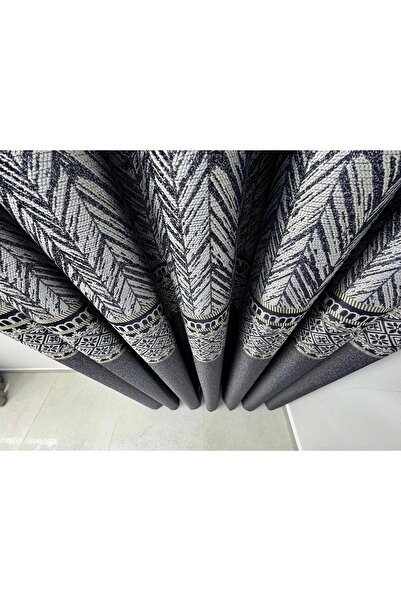 NİVEMESHOME Avşa Pattern:632349 502 Dark Blue 1/3 Thick Pleat Background Curtain Apm