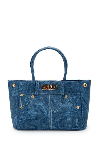 minebag Geantă de damă din piele artificială cu aspect Jean Dirty Blue