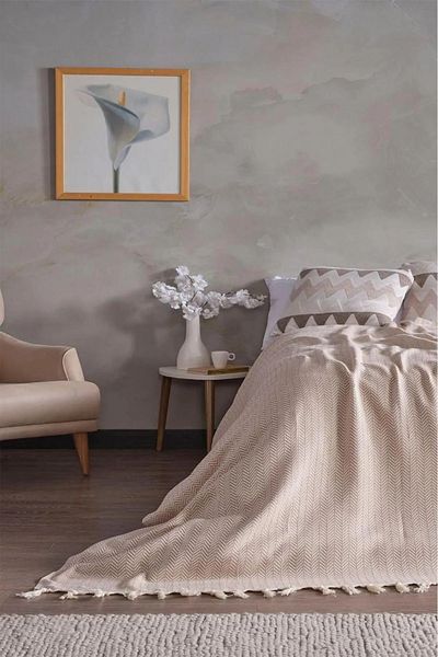 Miabella Home 100% Cotton Single Summer Pique |   Soft, Lightweight, Tasseled Bedspread