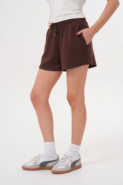 GENIUS STORE شورت نسائي مشروط بخصر مطاطي وجيوب شورت MODAL-SHORTS