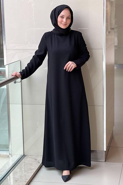 White Corner Imported Crepe Long Sleeve Underwear Dress