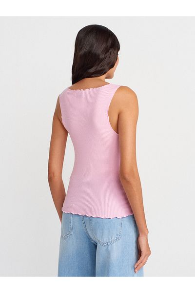 Dilvin 60972 Corded Buttoned Slim Knitwear Vest-Pink