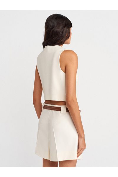 Dilvin 60587 Short Tailor-Made Vest-White