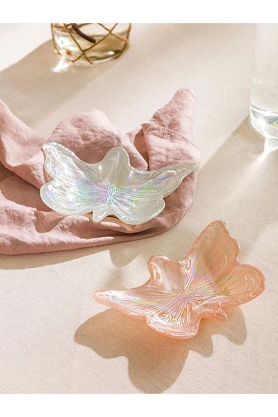 LC Waikiki White Butterfly Figured Glass Bowl Set of 2 17 cm