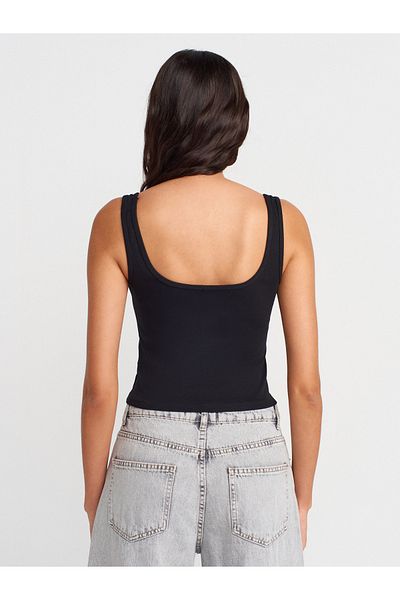 Dilvin 21079 Agraf Detailed Strap Top-Black