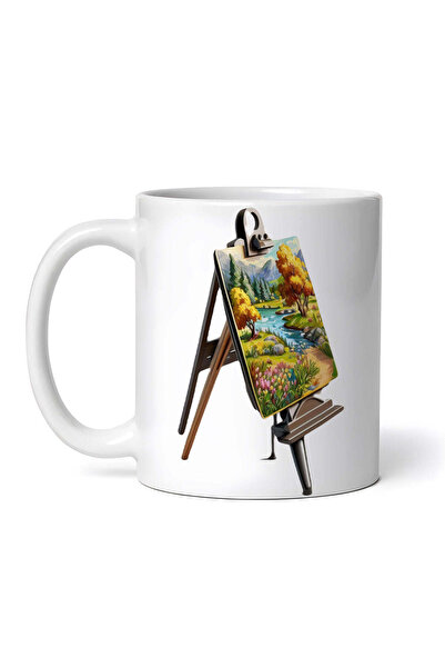 OEM Cană albă personalizată, șevalet cu peisaj, Inovatix®. 330 ml