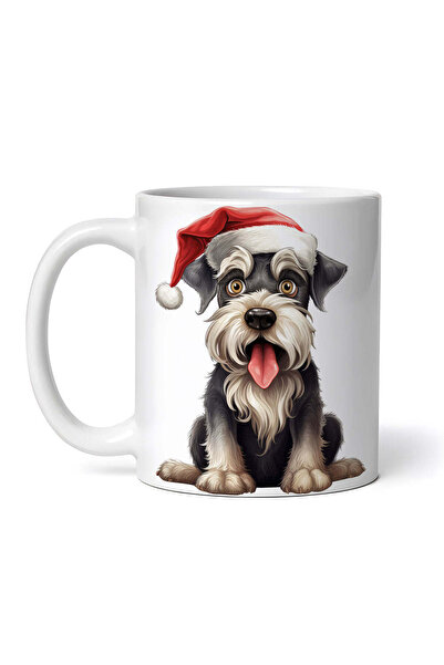 OEM Cană albă personalizată, cățeluș Schnauzer cu pălărie de Crăciun, INOVATI...