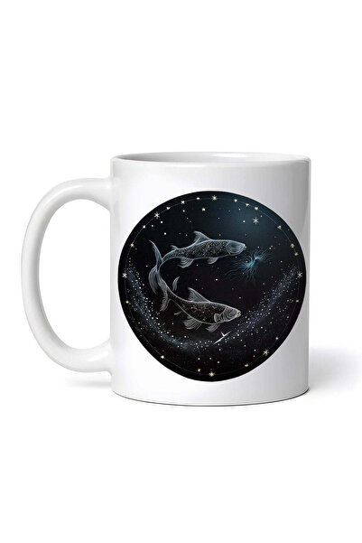 OEM Εξατομικευμένη Λευκή Κούπα, Σύμβολο Ζωδίου Ιχθύων, Inovatix®. 330ml