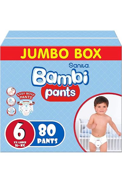 Sanita Bambi Sanita Bambi Diapers, Size 6, XXL, Jumbo Pack, 80 Diapers - Packaging May Vary