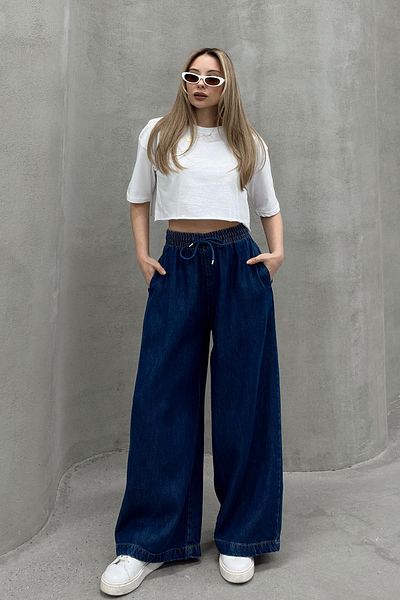 Olcay Lockere, weiche Jeanshose mit elastischem Bund, DUNKELBLAU 7576