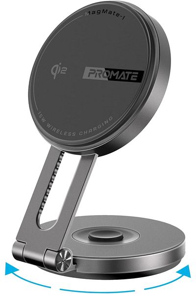 Promate Qi2 Certified Magnetic Wireless Car Charger Mount With 15w Magsafe Compatible Fast Charging,