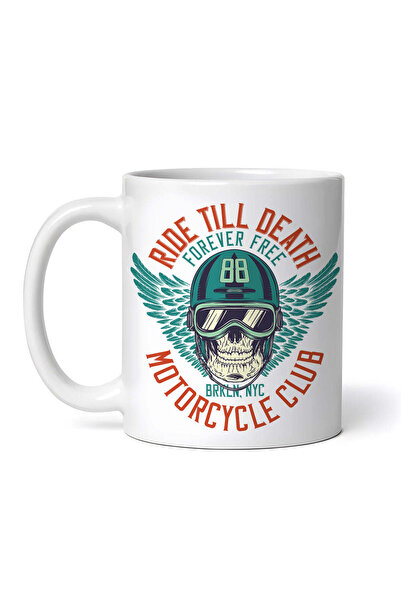 OEM Εξατομικευμένη λευκή κούπα, Ride till death Motorcycle Club, INOVATIX®. 3...