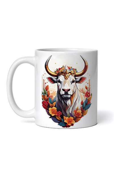 OEM Cană albă personalizată, simbol zodiacal Taur, Inovatix®. 330 ml