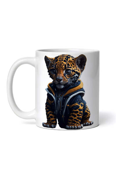 OEM Cană albă personalizată, pui de jaguar, INOVATIX®. 330ml