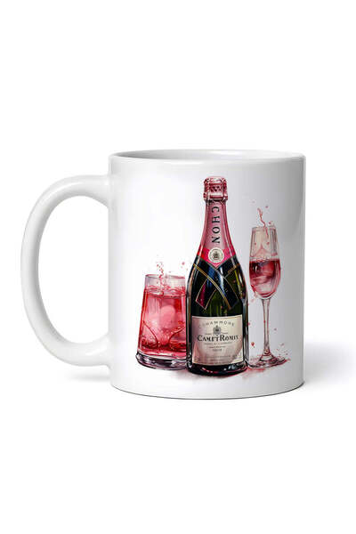 OEM Cană albă personalizată, șampanie roz Stefani, Inovatix®. 330 ml